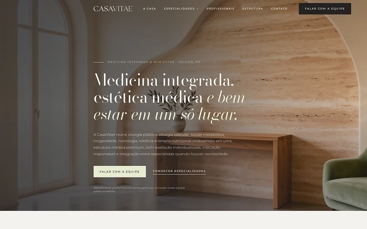 Site desenvolvido para CasaVitae - Medicina Integrada
