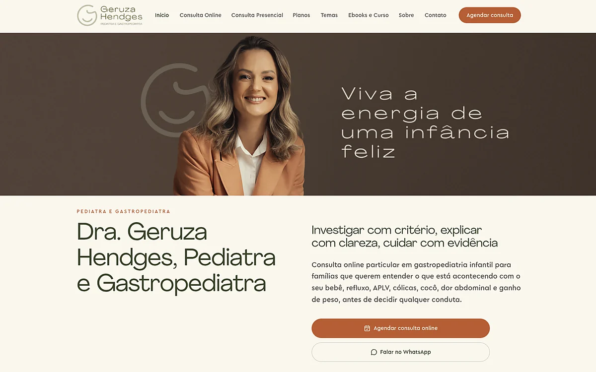 Site desenvolvido para Dra. Geruza - Gastropediatria
